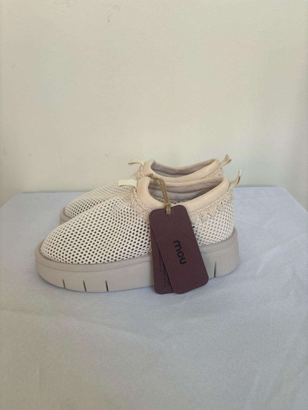 Free People MOU Socks Optional Shoe Boot Platform Mesh Milk Ivory Eu37  6-6.5 US